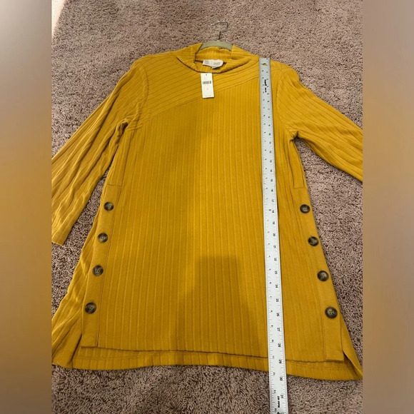 NWT new Anthropologie Saturday Sunday ribbed tunic sweater medium gold yellow - Picture 10 of 11